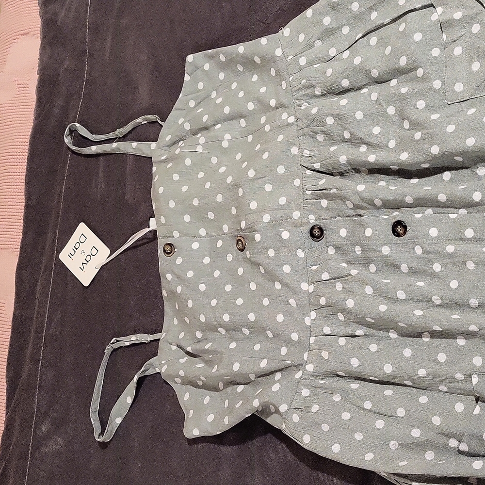 Green polka dot midi dress